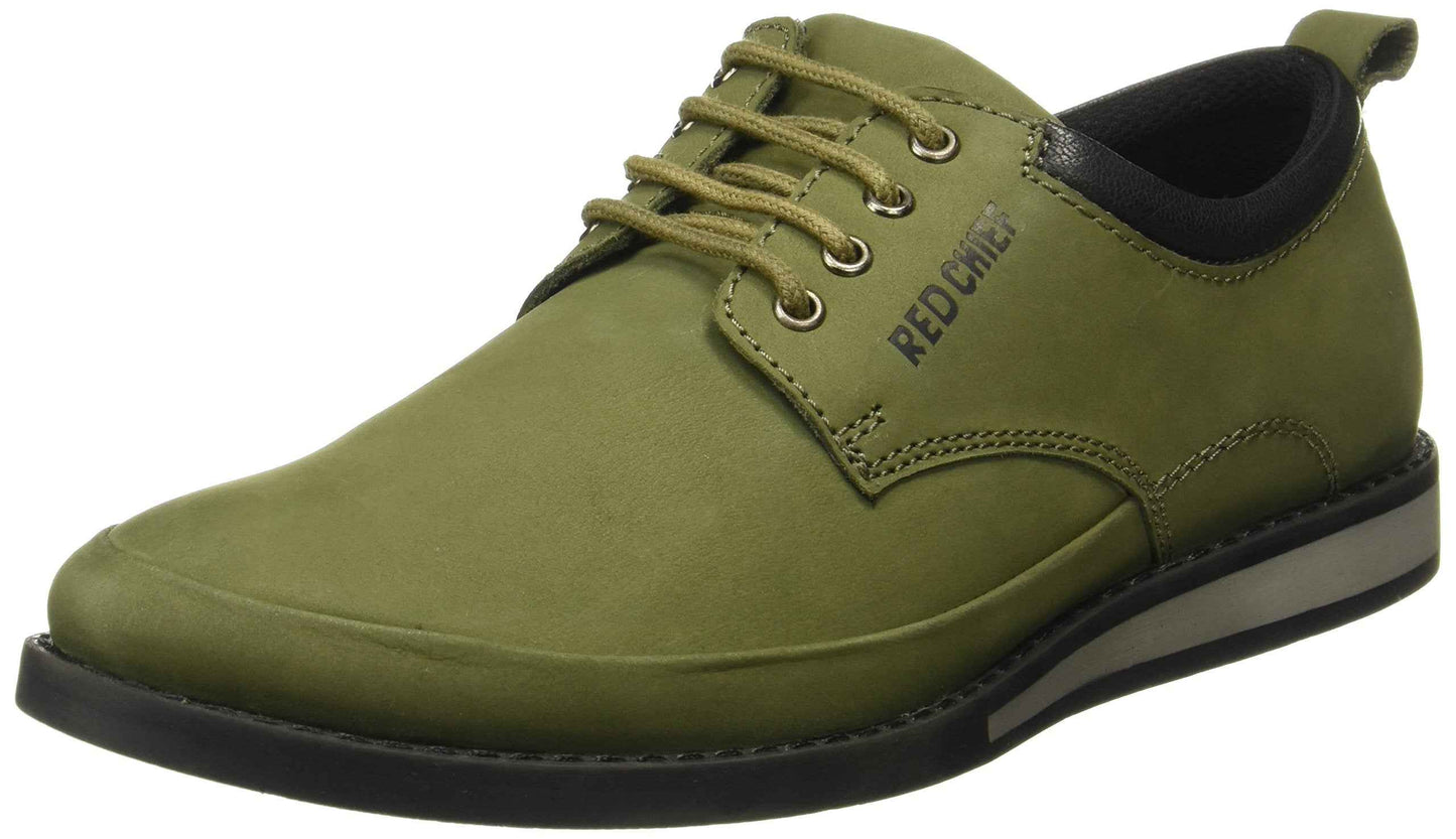 Red Chief Derby Lace Up | Men's Formal Shoes for Office | Olive/Green | Size 8 UK | RC3485 SaumyasStore