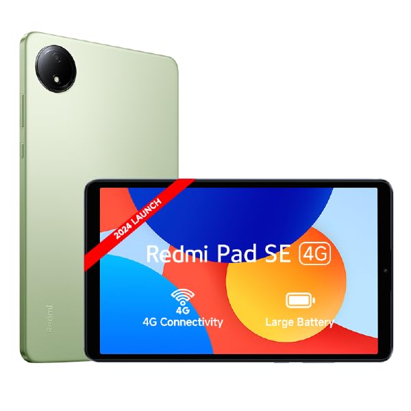 Redmi Pad SE 4G | MediaTek Helio G55| 8.7-inc Display | 6650mAh Battery | 90Hz Smooth Refresh Rate| 4GB, 128GB | 1340 x 800 Display | 1 Billion Colours | Dolby Atmos | Dual Speakers | Forest Green SaumyasStore