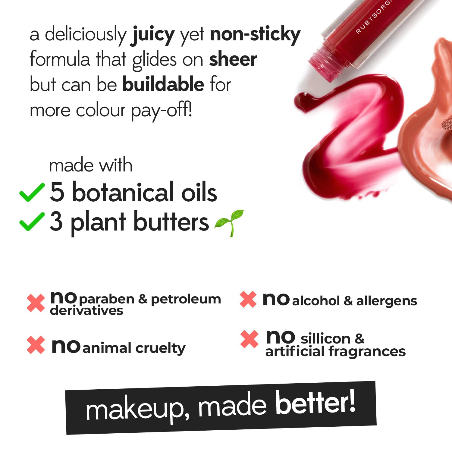 Ruby's Organics Lip Oil Gloss for Women & Girls, All Skin Tones, Moisturizing, Long Lasting, Non Sticky and Non Drying Formula, Glossy Texture, Natural Lip Makeup, Paraben Free - Malibu, 6.5ml SaumyasStore