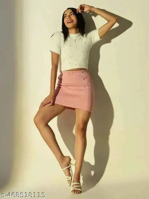 SHOWOFF Women's White Solid Crop Top SaumyasStore