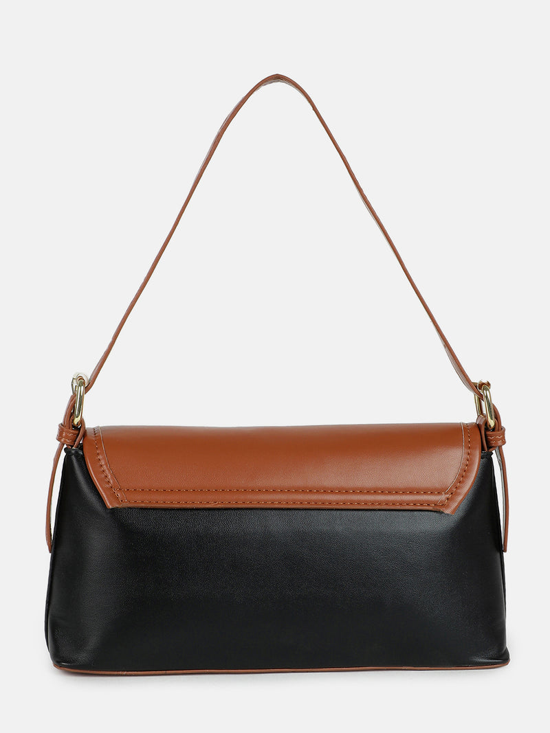Dual-Tone Delight Black & Brown Hand Bag - SaumyasStore