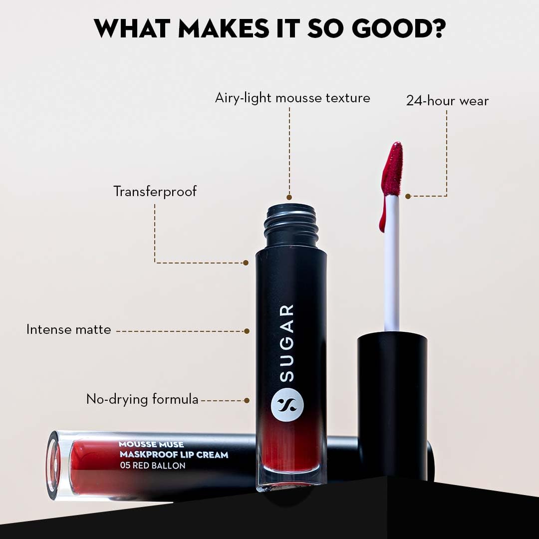 SUGAR Cosmetics Mousse Muse Lip Cream | Lasts 24+ Hrs | Creamy Mousse Lipstick | Waterproof & Smudgeproof | 5ml - 11 The Salmon SaumyasStore