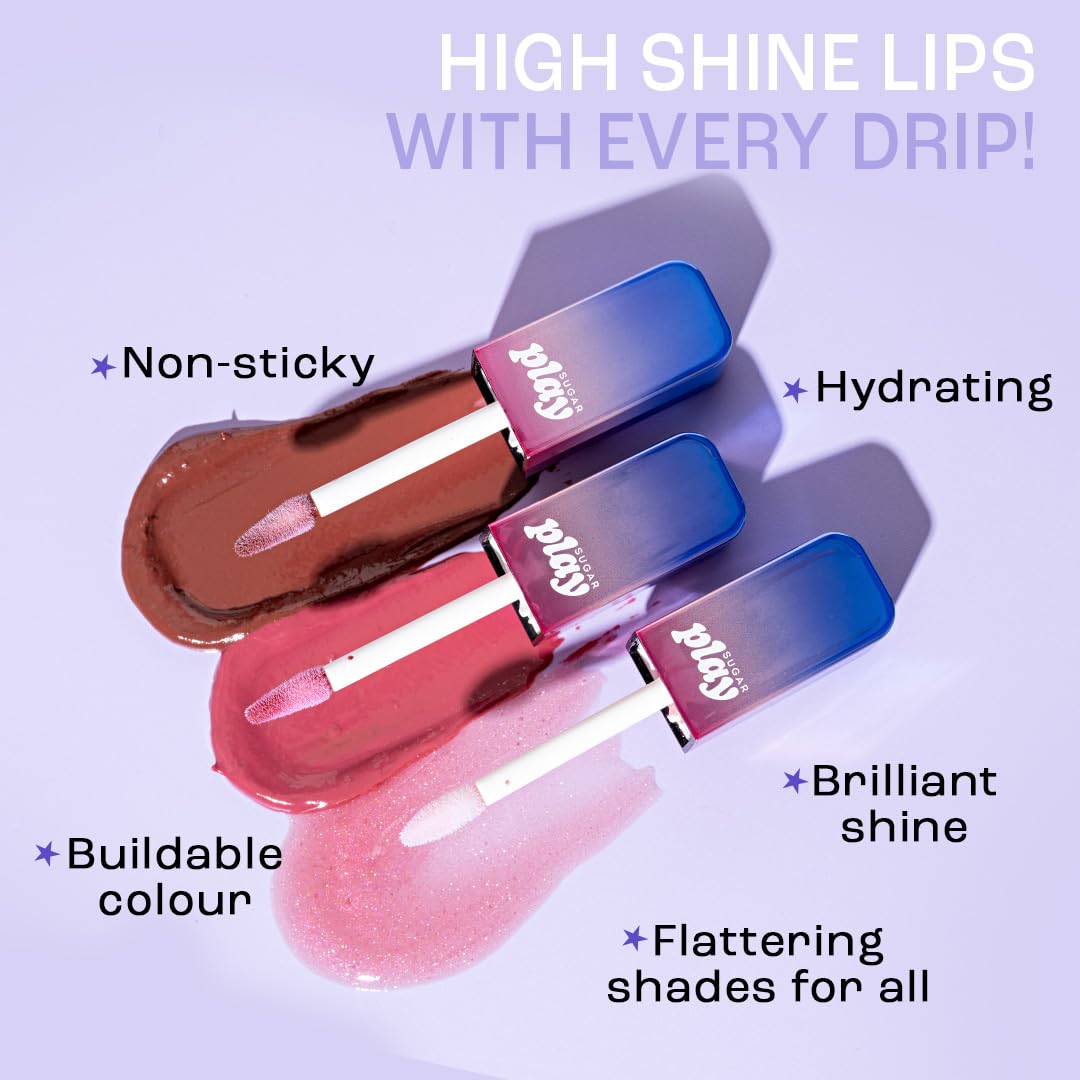 SUGAR Play Power Drip Lip Gloss | Tinted & Pigmented | 100% Vegan | Non-Sticky Formula | 2ml (04 Simp) SaumyasStore