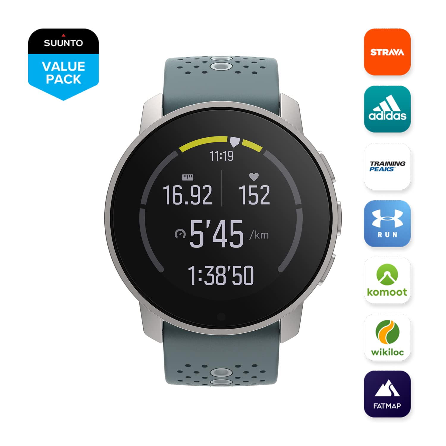 SUUNTO 9 Peak Ultra-Thin, Tough GPS Sports Watch with 80+ Sports Mode & Intelligent Battery Modes (Moss Gray) SaumyasStore