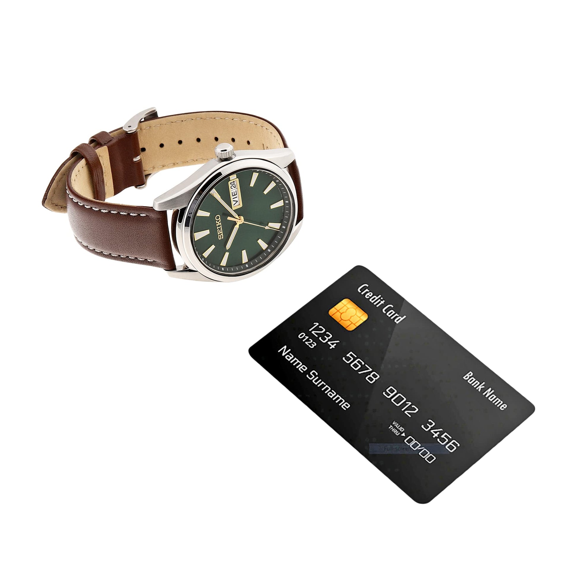 Seiko Dress Analog Green Dial Men's Watch-SUR449P1 Genuine Leather, Brown Strap SaumyasStore