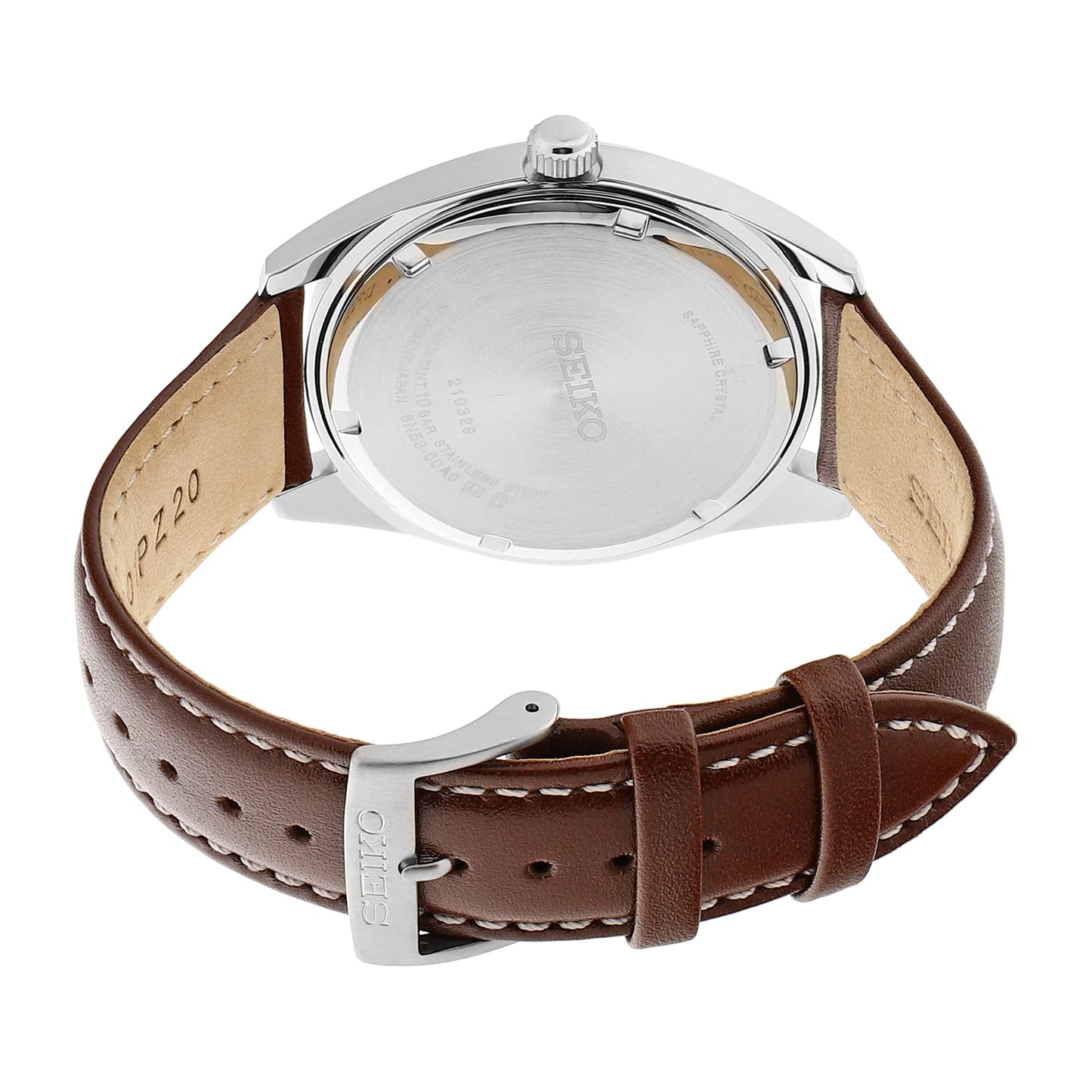 Seiko Dress Analog Green Dial Men's Watch-SUR449P1 Genuine Leather, Brown Strap SaumyasStore