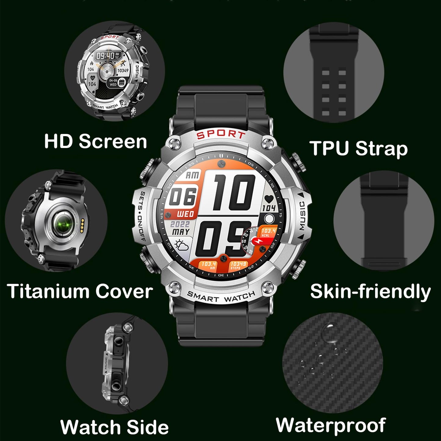 Smart Watch for Men Women,1.52" Fitness Watch with Earbuds 24H Heart Rate/Blood Oxygen/Sleep Monitor, IP67 Waterproof Smartwatch with Answer/Make Call, 110+Sport Modes, Compatible with iPhone Android SaumyasStore