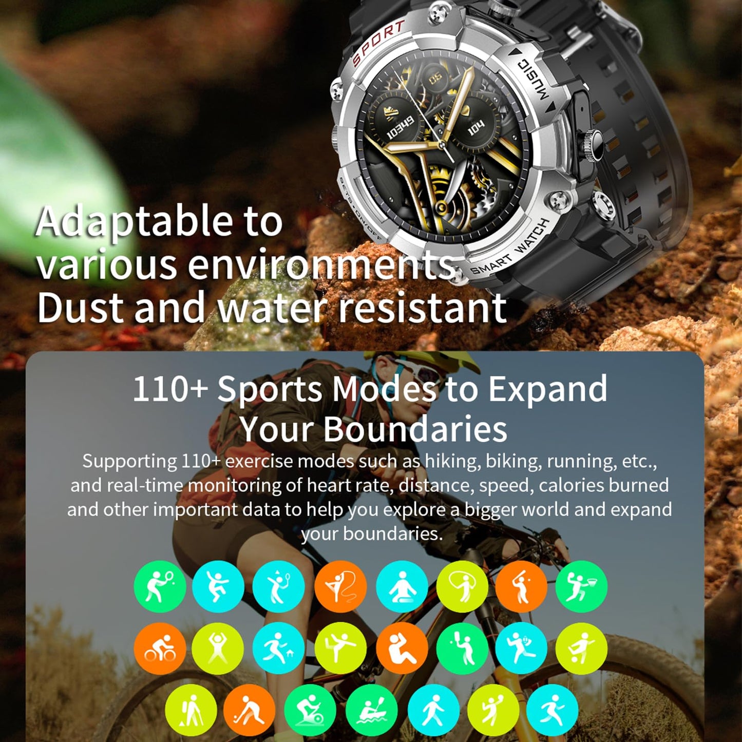 Smart Watch for Men Women,1.52" Fitness Watch with Earbuds 24H Heart Rate/Blood Oxygen/Sleep Monitor, IP67 Waterproof Smartwatch with Answer/Make Call, 110+Sport Modes, Compatible with iPhone Android SaumyasStore