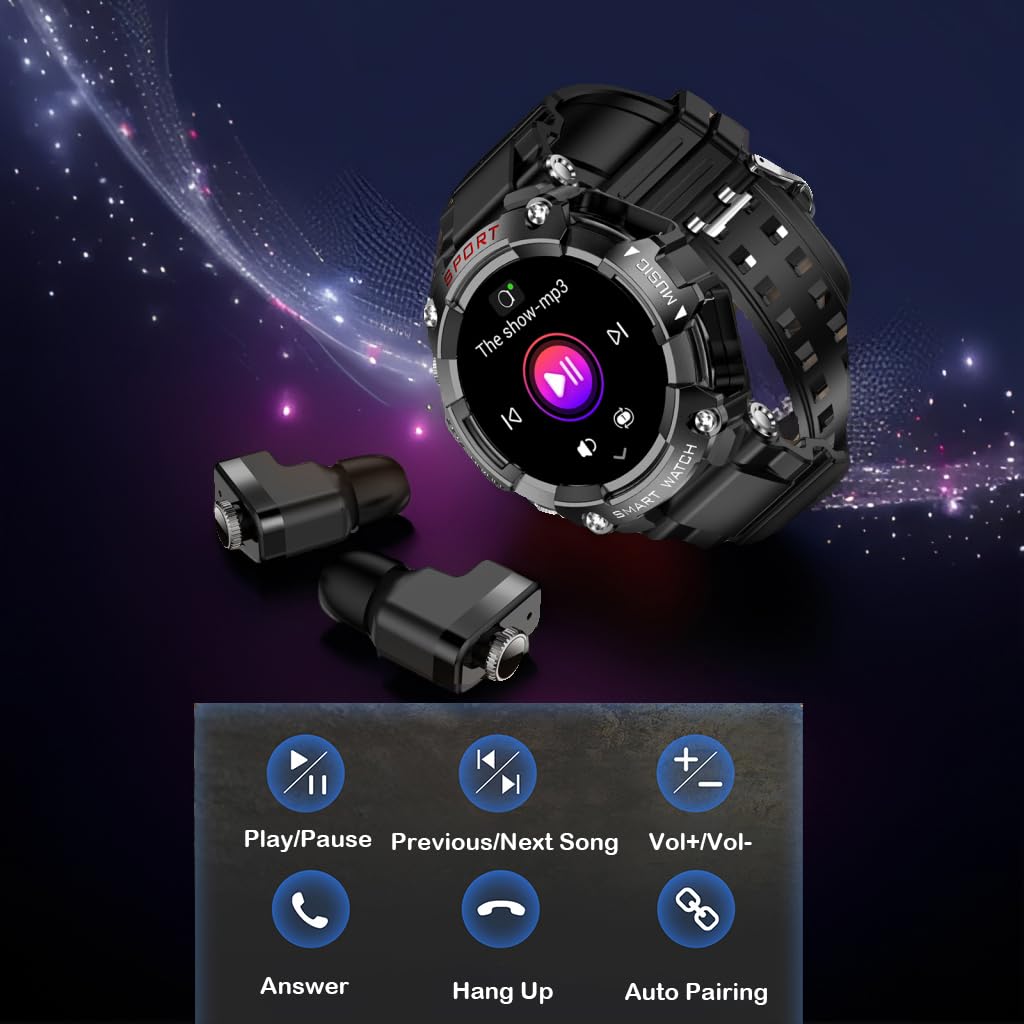 Smart Watch for Men Women,1.52" Fitness Watch with Earbuds 24H Heart Rate/Blood Oxygen/Sleep Monitor, IP67 Waterproof Smartwatch with Answer/Make Call, 110+Sport Modes, Compatible with iPhone Android SaumyasStore