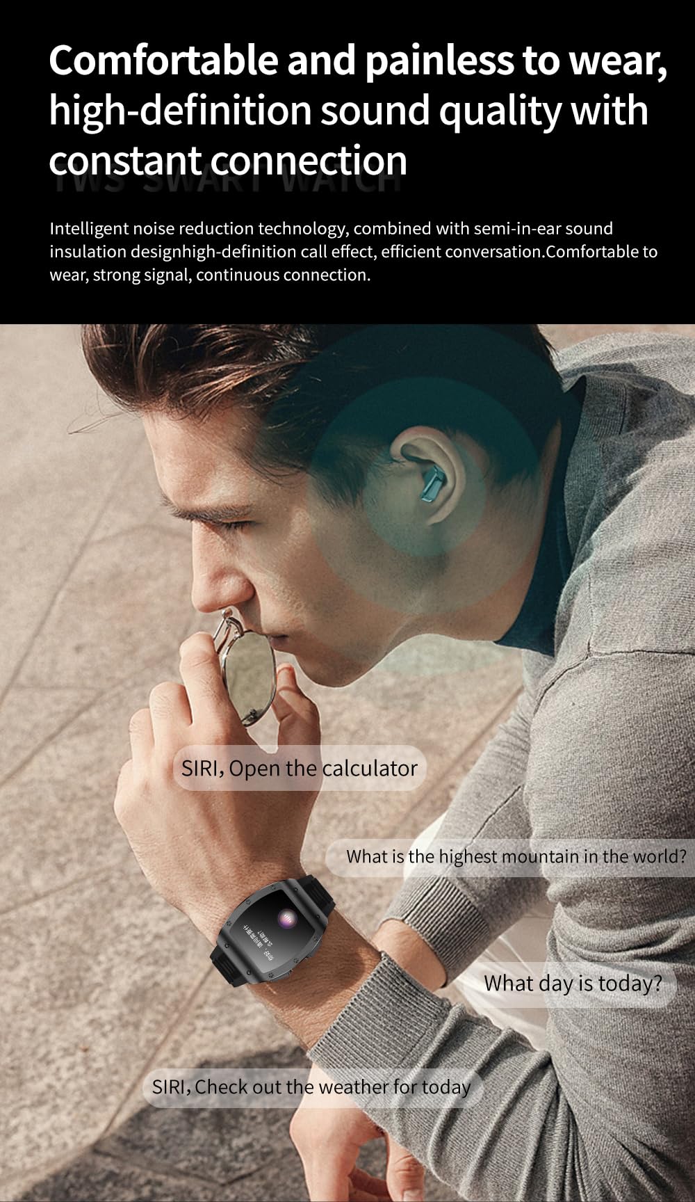 Smart Watch with Earbuds, 2 in 1 Military Bluetooth Smart Watch, 1.91" HD IPS Screen Smartwatch for Men, Rugged Military Bluetooth Call Fitness Tracker, IP67 Waterproof, AI Voice Assistant (Silver) SaumyasStore