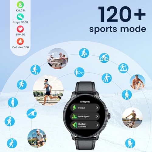 Smartwatch for Men Fitness Tracker: Black Smart Watches (Answer/Make Calls) 1.43’’ AMOLED Touchscreen with Waterproof Heart Rate Blood Pressure Health Monitor Sport Pedometer Compatible Android iOS SaumyasStore