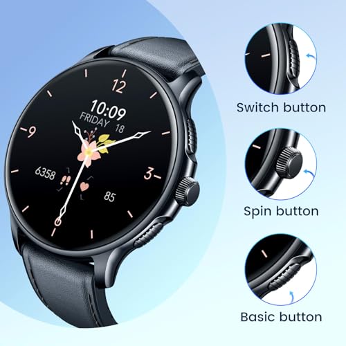 Smartwatch for Men Fitness Tracker: Black Smart Watches (Answer/Make Calls) 1.43’’ AMOLED Touchscreen with Waterproof Heart Rate Blood Pressure Health Monitor Sport Pedometer Compatible Android iOS SaumyasStore