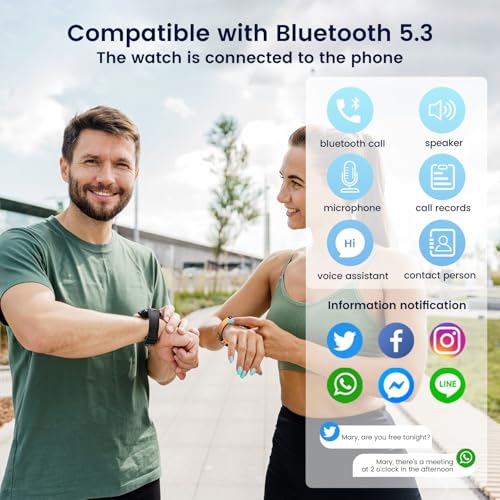 Smartwatch for Men Fitness Tracker: Black Smart Watches (Answer/Make Calls) 1.43’’ AMOLED Touchscreen with Waterproof Heart Rate Blood Pressure Health Monitor Sport Pedometer Compatible Android iOS SaumyasStore