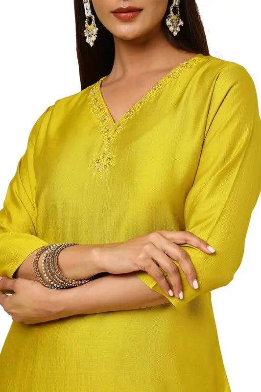 Soch Womens Green Viscose Blend Embellished Kurta Set With Cutdana SaumyasStore