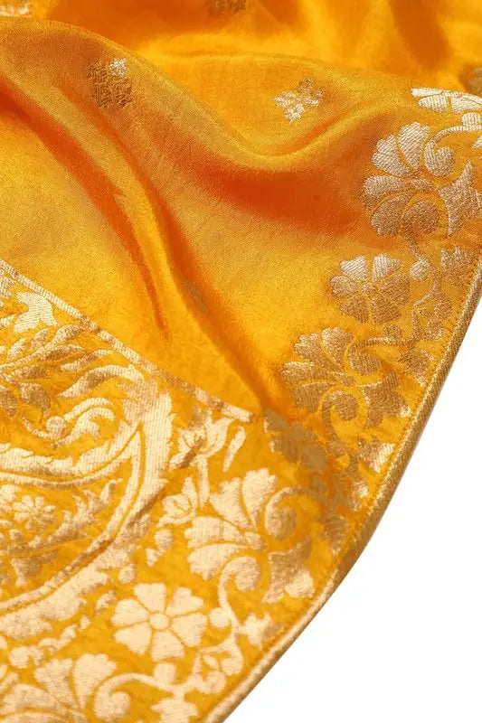 Soch Womens Mustard Brocade Ethnic Motifs Suit Set With Faux Mirror And Sequins SaumyasStore