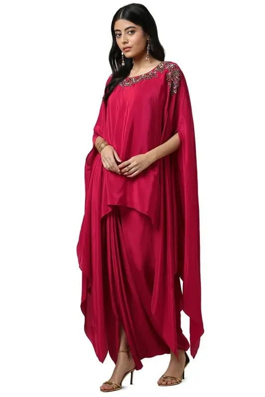 Soch Womens Navy Blue Viscose Crepe Embellished Kaftan Suit With Cutdana SaumyasStore