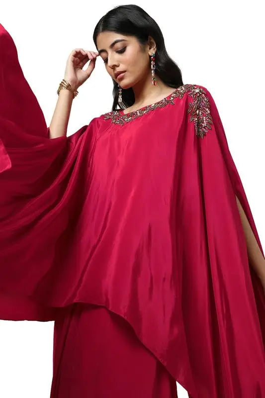 Soch Womens Navy Blue Viscose Crepe Embellished Kaftan Suit With Cutdana SaumyasStore