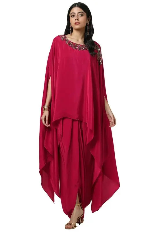 Soch Womens Navy Blue Viscose Crepe Embellished Kaftan Suit With Cutdana SaumyasStore