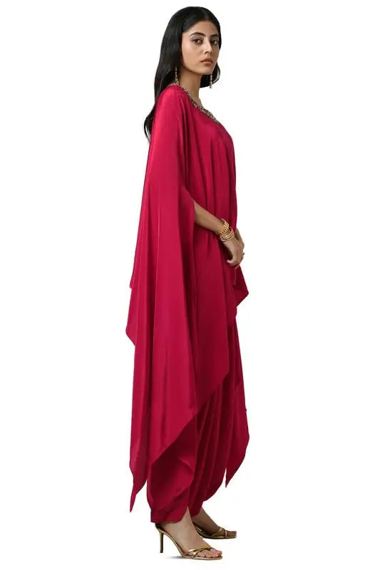 Soch Womens Navy Blue Viscose Crepe Embellished Kaftan Suit With Cutdana SaumyasStore