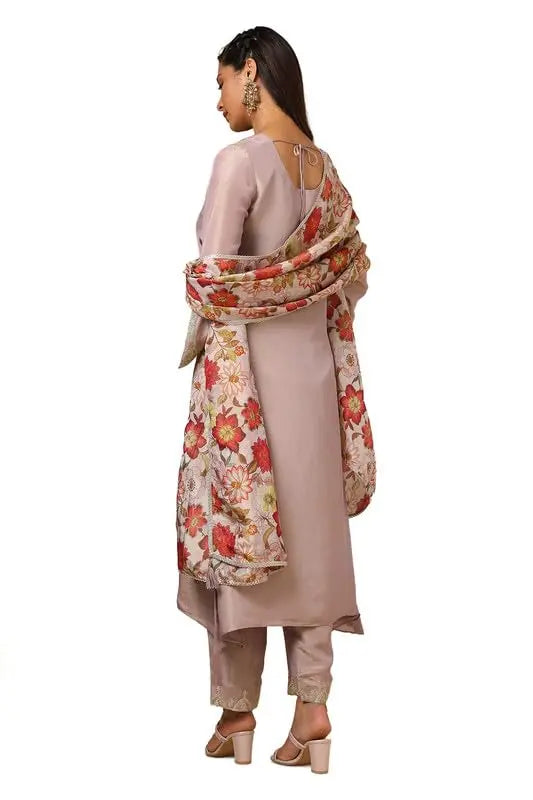 Soch Womens Purple Yoke Embroidery Tissue Suit Set With Cutdana SaumyasStore