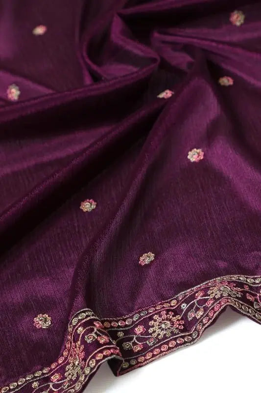 Soch Womens Wine Yoke Embroidered Chinon Blend Suit Set with Sequins SaumyasStore