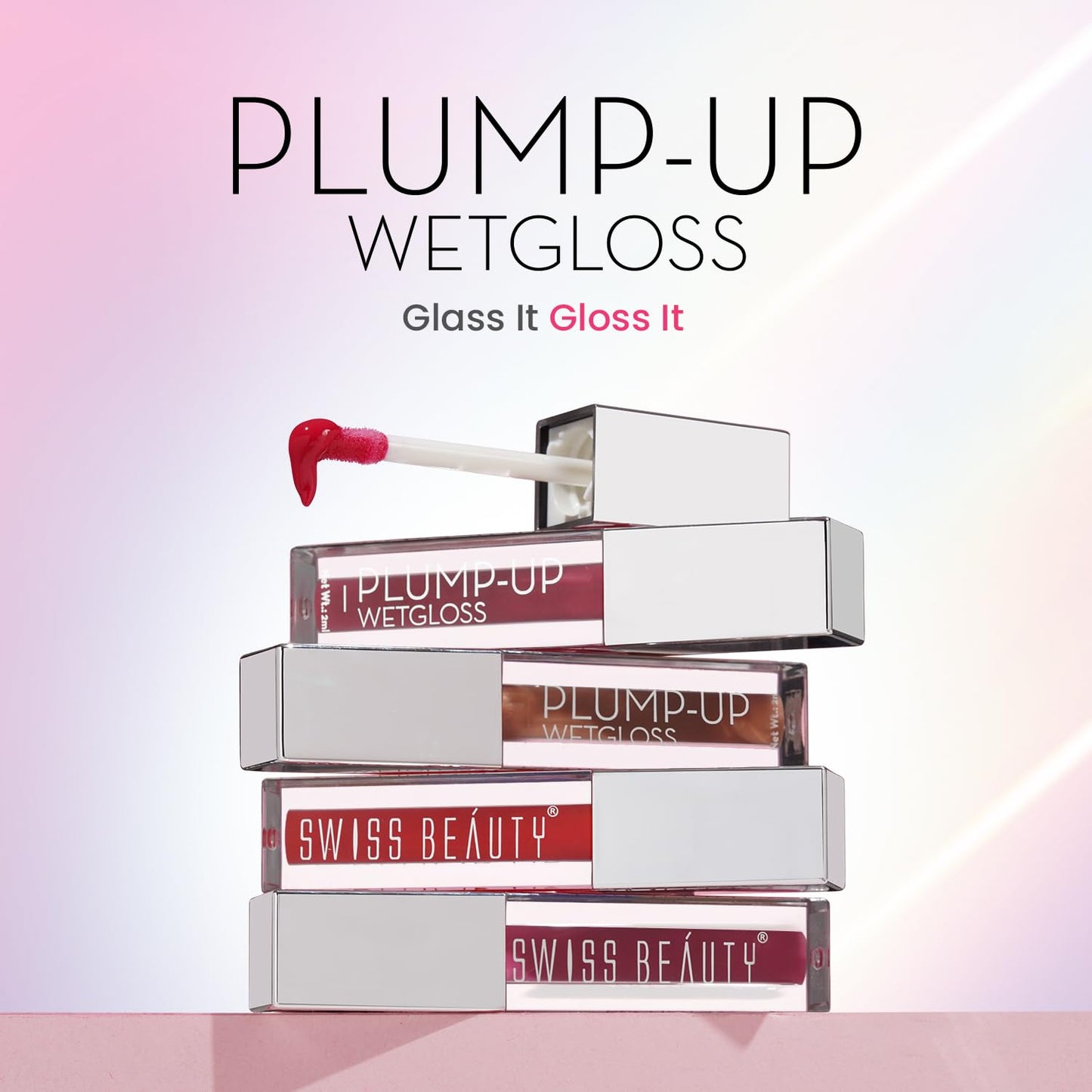 Swiss Beauty Plump-Up Wet Lightweight Lip Gloss With High Shine Glossy Finish For Fuller And Plump Lips | Shade- Berrilicious, 2Ml| SaumyasStore