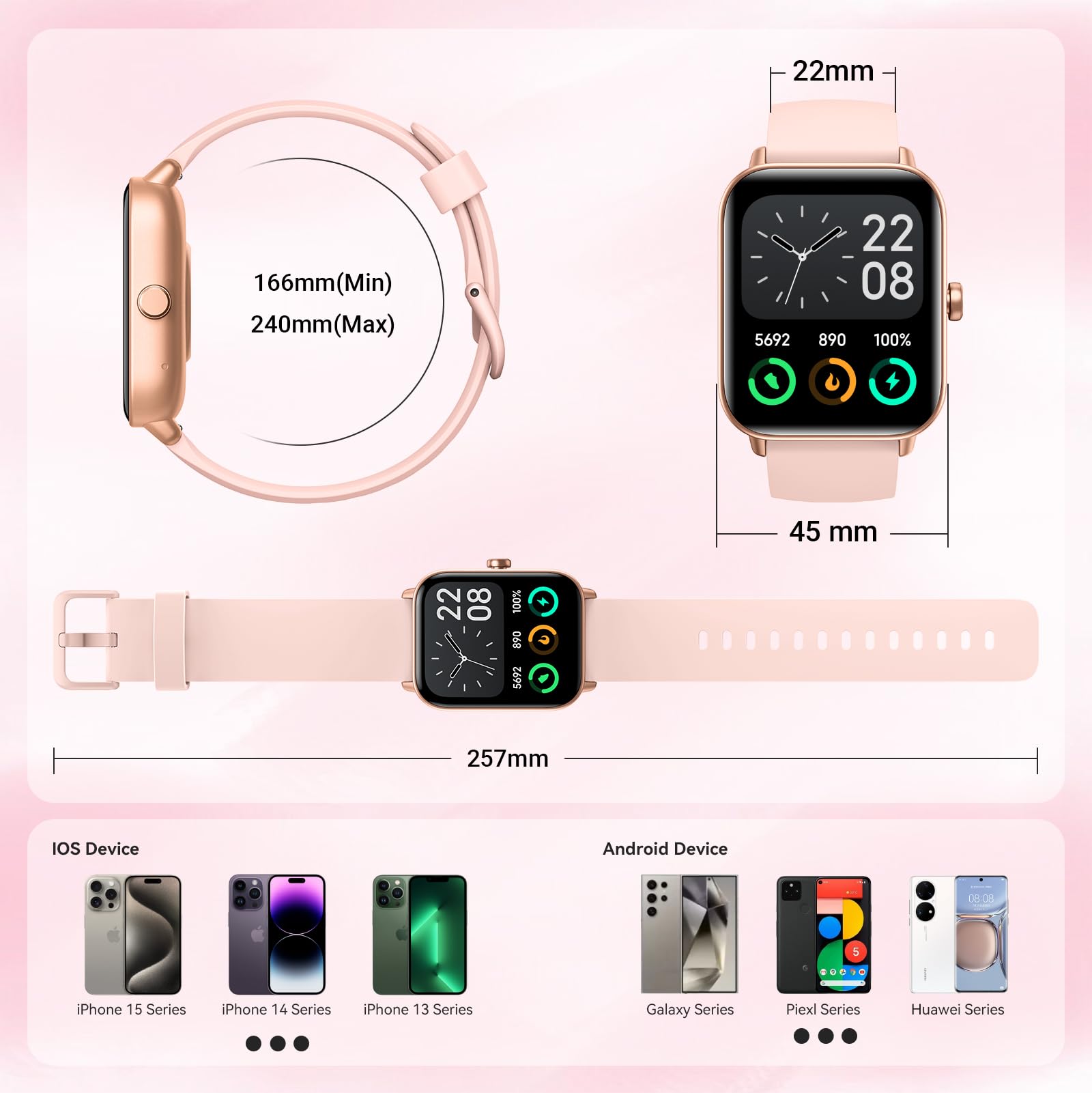 Tensky Smart Watch for Women/Men Android & iPhone, Alexa Built-in, 1.8" Fitness Tracker with Answer/Make Call, IP68 Waterproof/Heart Rate/Sleep/Monitor Pedometer, Activity Tracker for 100 Sport Mode SaumyasStore