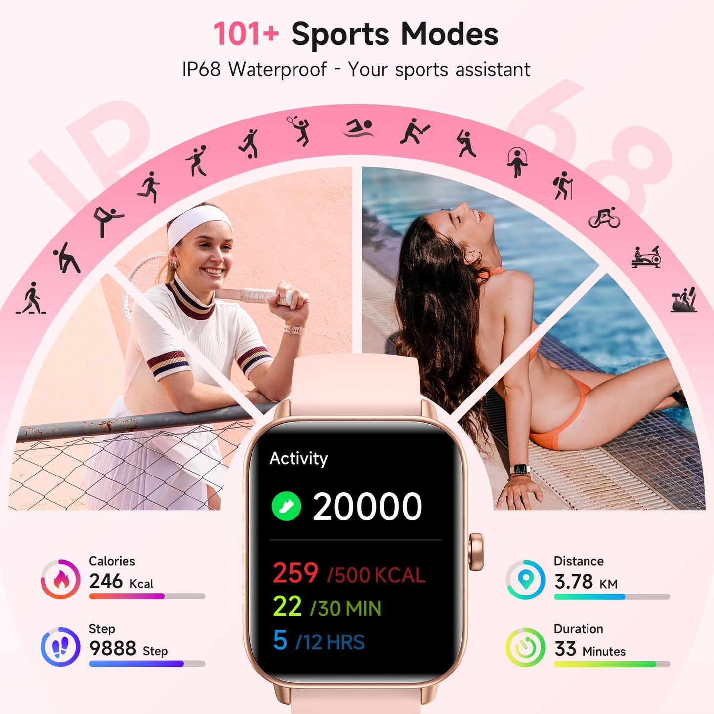 Tensky Smart Watch for Women/Men Android & iPhone, Alexa Built-in, 1.8" Fitness Tracker with Answer/Make Call, IP68 Waterproof/Heart Rate/Sleep/Monitor Pedometer, Activity Tracker for 100 Sport Mode SaumyasStore