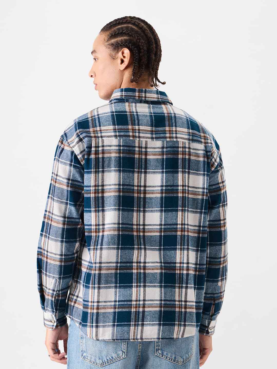 The Souled Store Original Plaid: Blue And White Men Utility Shirts SaumyasStore