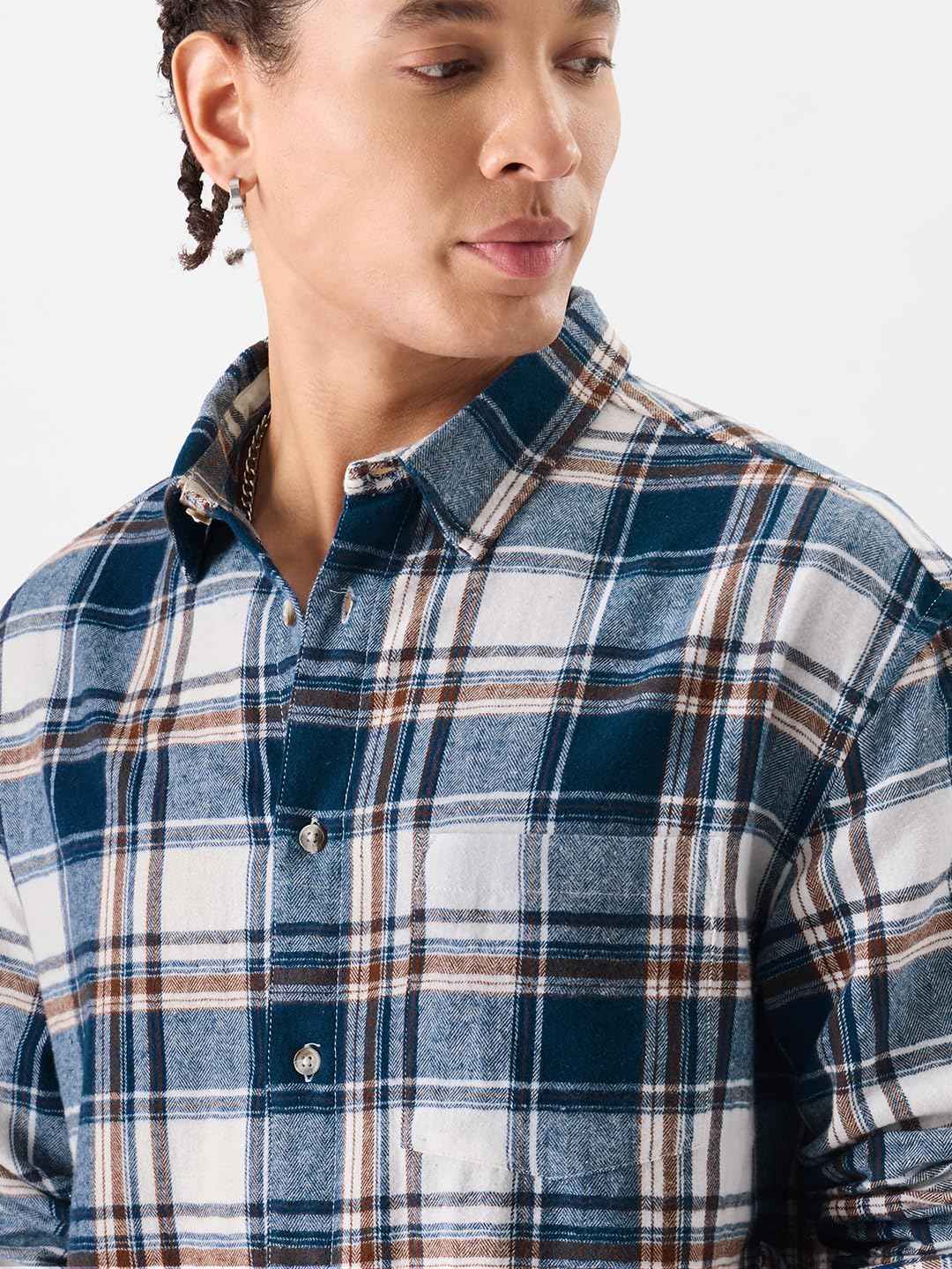 The Souled Store Original Plaid: Blue And White Men Utility Shirts SaumyasStore