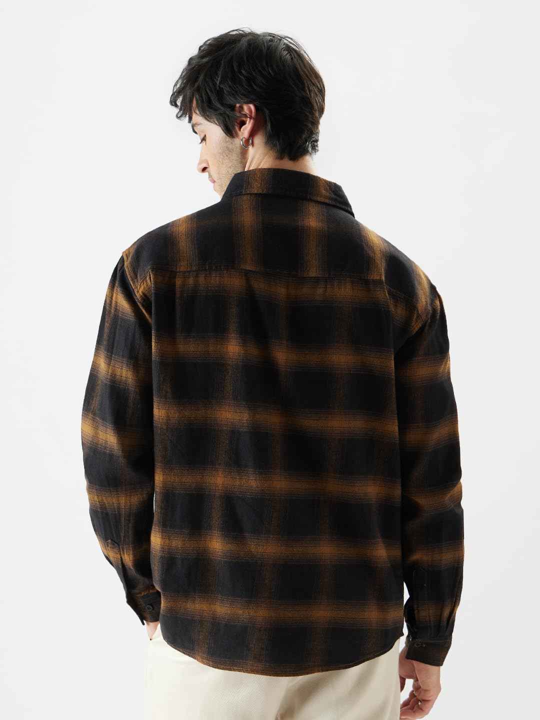 The Souled Store Plaid: Brown Mustard and Black Men Relaxed Shirts SaumyasStore