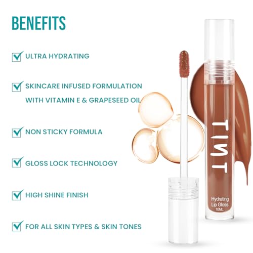 Tint Cosmetics 10ml Rose Gold Lipgloss, Non Sticky, Hydrating, Light Weight, Long Lasting, High Shine & Soft Natural Liquid Lip Gloss For Girls & Women (Pixie Dust) SaumyasStore