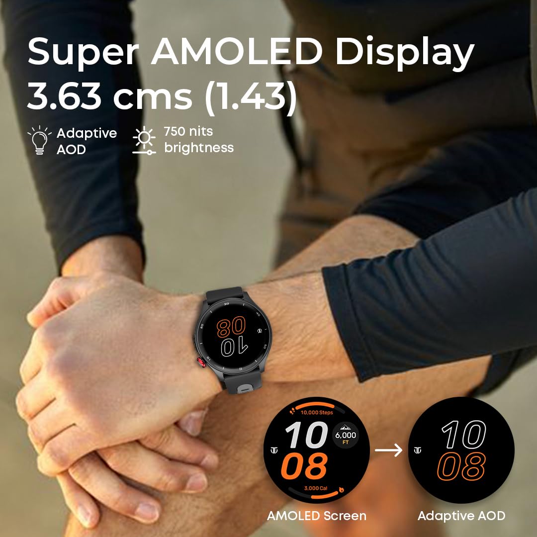 Titan Celestor Smart Watch, 1.43” AMOLED Display & AOD, 60Hz Fluid Display, Advanced GPS with Altimeter, Barometer & Compass, Piezoelectric Crown, BT Calling, Upto 7 Day Battery, 3ATM (Black) SaumyasStore