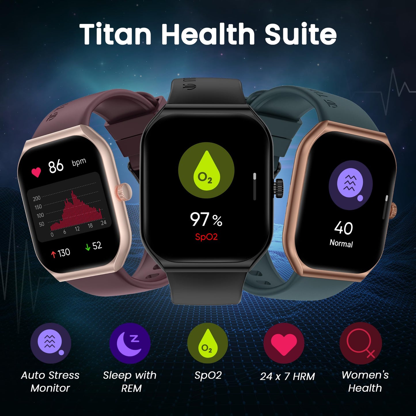 Titan Smart 3 Premium Smart Watch|1.96" Super AMOLED Display with 410x502 Pixel Resolution|SingleSync BT Calling|NitroFast Charging|110+ Sports Modes|200+ Watchfaces|Upto 7 Days Battery (Copper) SaumyasStore