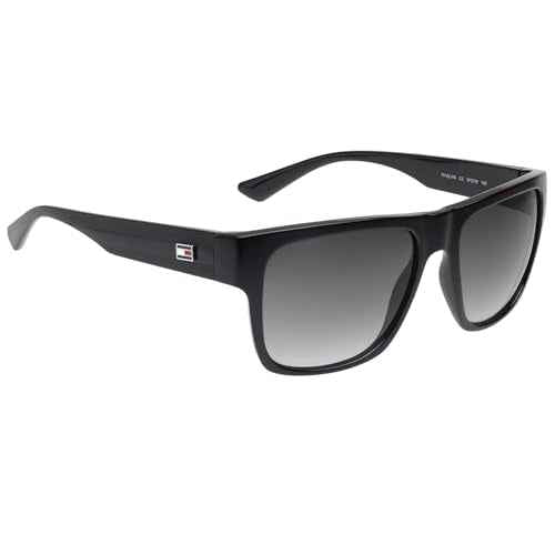 Tommy Hilfiger|Black Full Frame Square Sunglasses|100% UV Protected (Uv 400) Grey Gradient Faded Lens|Men's|Large|TH ELVIN C2 57 S SaumyasStore