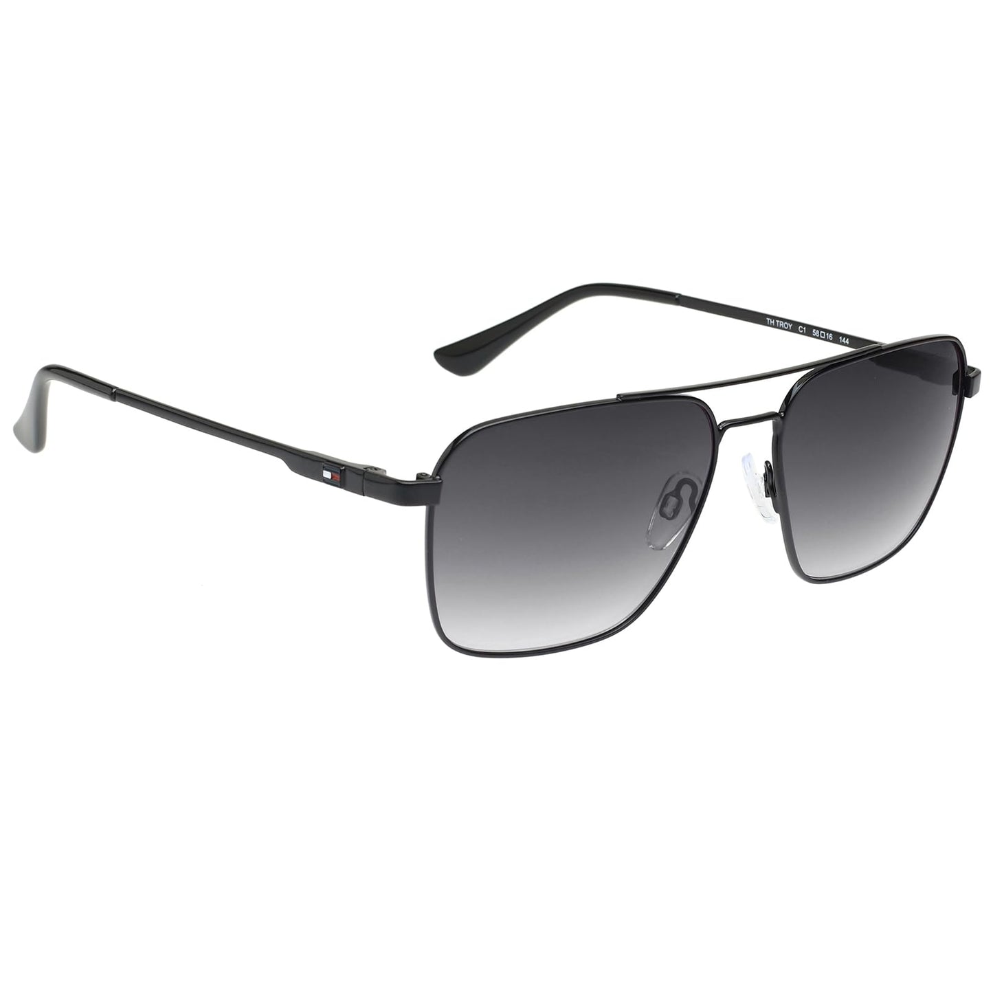 Tommy Hilfiger|Black Full Frame Square Sunglasses|100% UV Protected (Uv 400) Grey Gradient Faded Lens|Men's|Large|TH TROY C1 58 S SaumyasStore