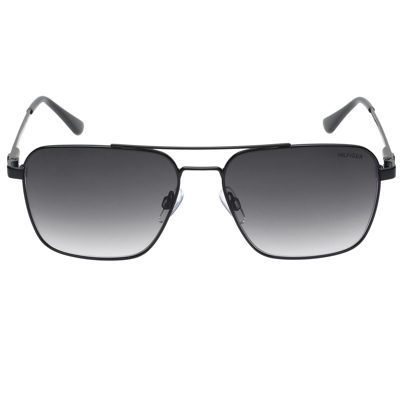 Tommy Hilfiger|Black Full Frame Square Sunglasses|100% UV Protected (Uv 400) Grey Gradient Faded Lens|Men's|Large|TH TROY C1 58 S SaumyasStore