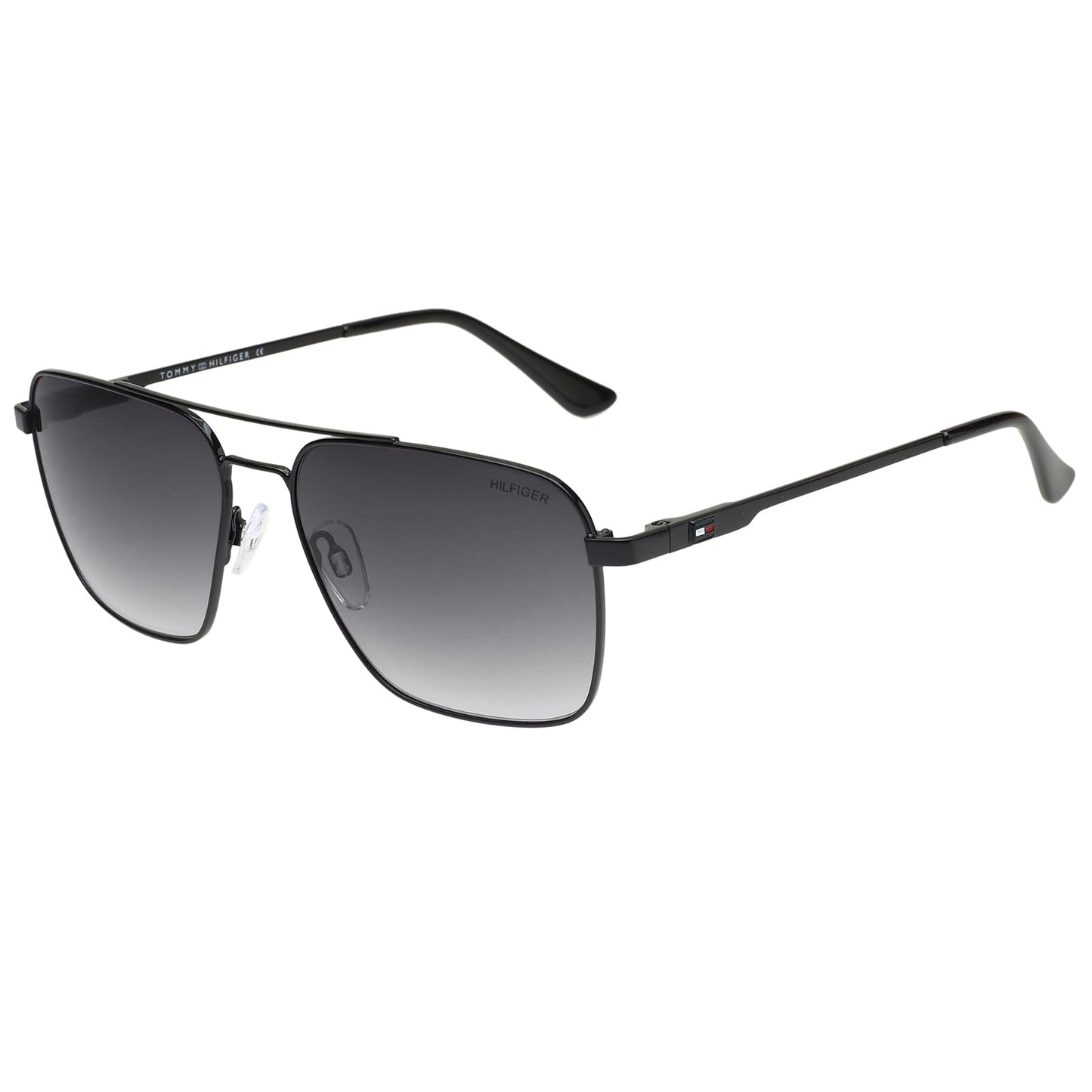 Tommy Hilfiger|Black Full Frame Square Sunglasses|100% UV Protected (Uv 400) Grey Gradient Faded Lens|Men's|Large|TH TROY C1 58 S SaumyasStore