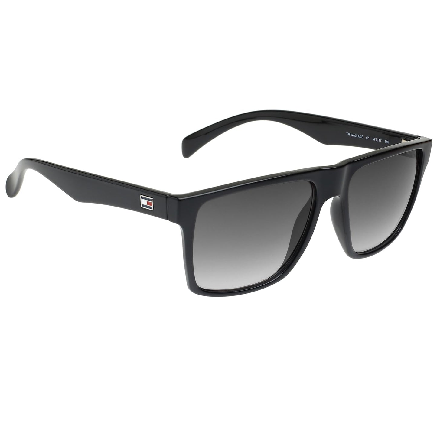 Tommy Hilfiger|Black Full Frame Square Sunglasses|100% UV Protected (Uv 400) Grey Gradient Faded Lens|Men's|Large|TH WALLACE C1 57 S SaumyasStore