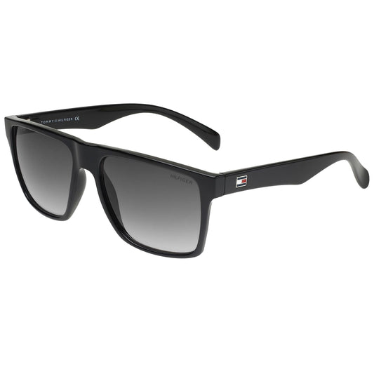 Tommy Hilfiger|Black Full Frame Square Sunglasses|100% UV Protected (Uv 400) Grey Gradient Faded Lens|Men's|Large|TH WALLACE C1 57 S SaumyasStore