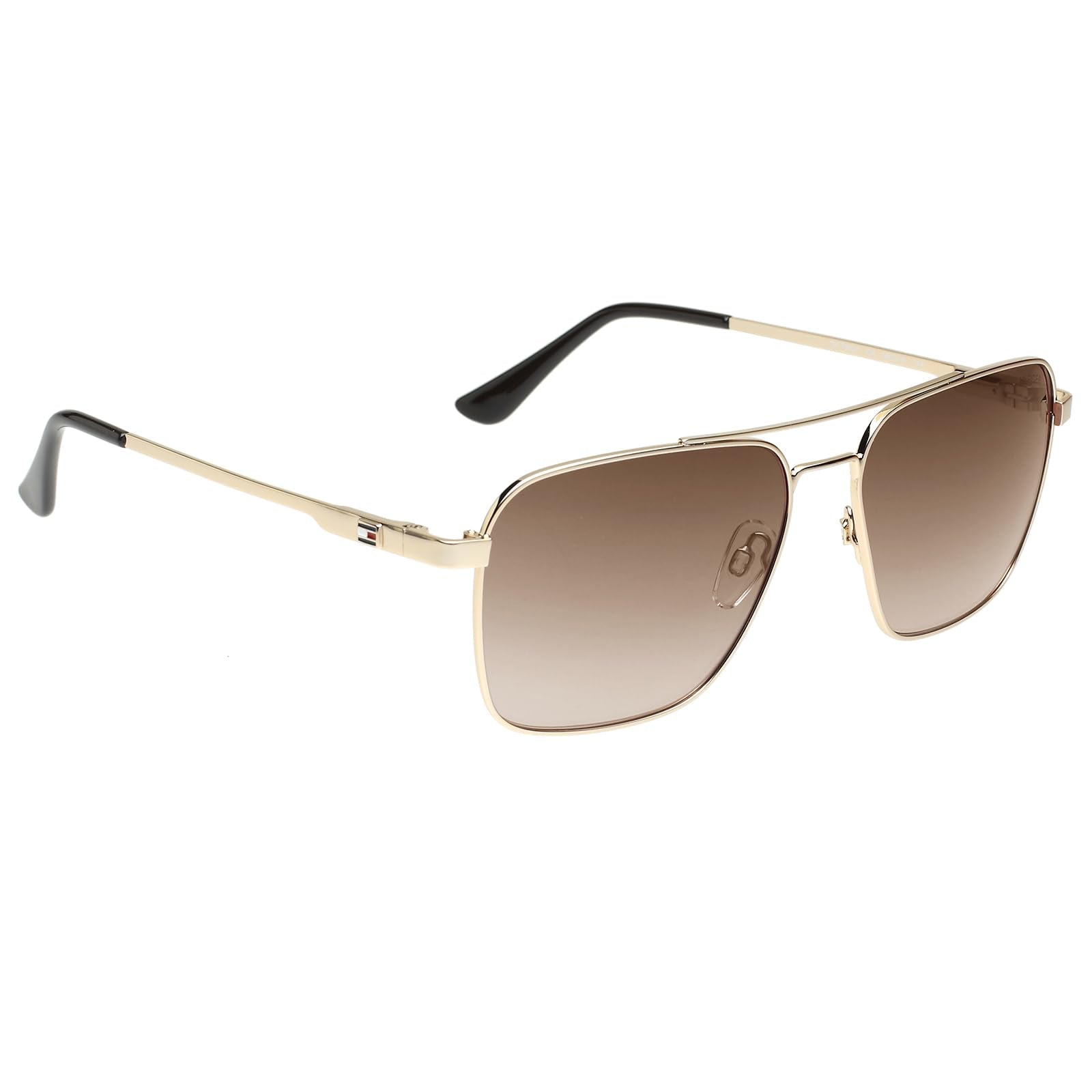 Tommy Hilfiger|Gold Full Frame Square Sunglasses|100% UV Protected (Uv 400) Brown Gradient Faded Lens|Men's|Large|TH TROY C4 58 S SaumyasStore