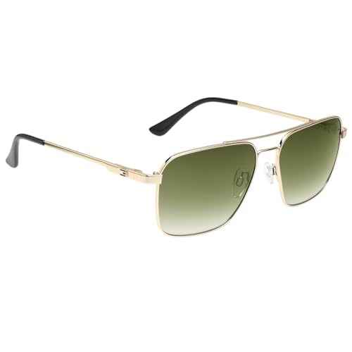 Tommy Hilfiger|Gold Full Frame Square Sunglasses|100% UV Protected (Uv 400) Green Gradient Faded Lens|Men's|Large|TH TROY C3 58 S SaumyasStore