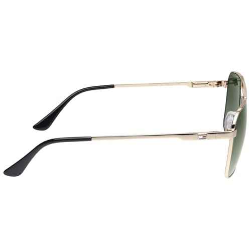 Tommy Hilfiger|Gold Full Frame Square Sunglasses|100% UV Protected (Uv 400) Green Gradient Faded Lens|Men's|Large|TH TROY C3 58 S SaumyasStore