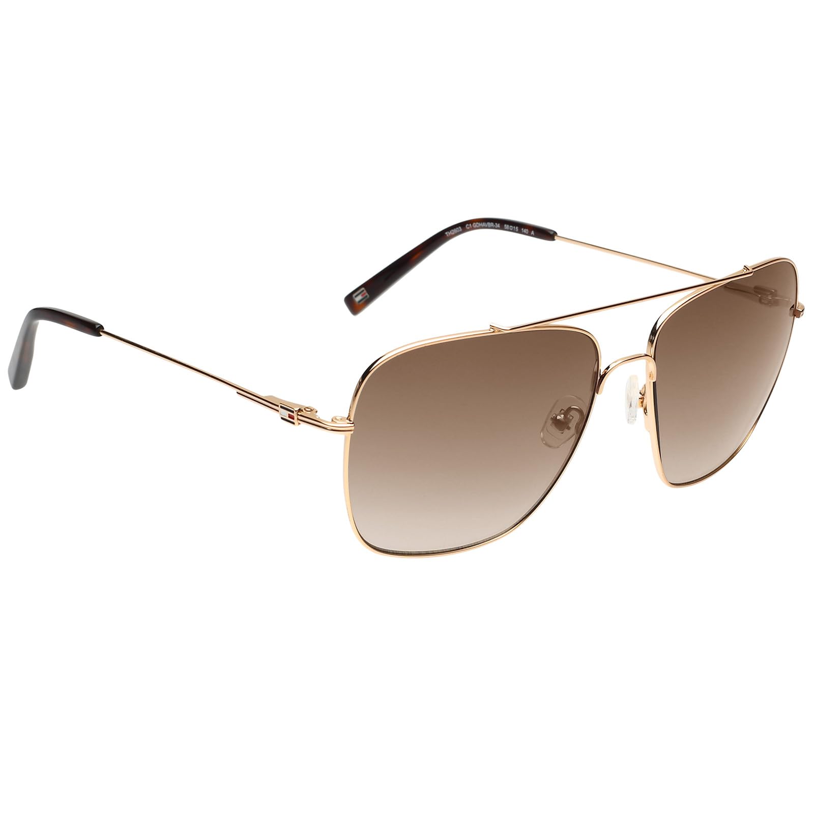 Tommy Hilfiger|Gold Full-rim Frame Square Sunglasses|100% UV Protected (Uv 400) Brown Gradient Faded Lens|Men's | Large | TH 2603 C1 Gdhavbr-34 58 S SaumyasStore