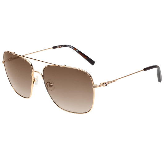 Tommy Hilfiger|Gold Full-rim Frame Square Sunglasses|100% UV Protected (Uv 400) Brown Gradient Faded Lens|Men's | Large | TH 2603 C1 Gdhavbr-34 58 S SaumyasStore