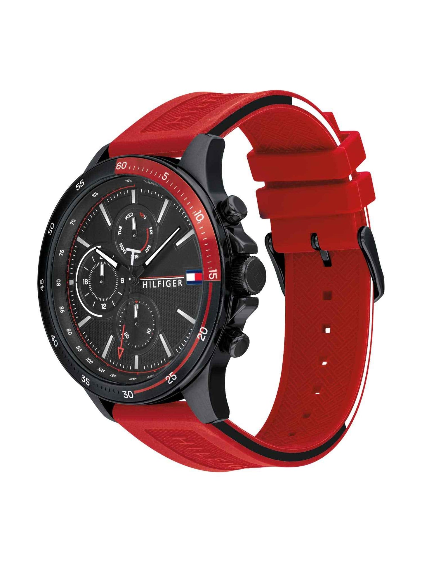 Tommy Hilfiger Quartz Multifunction Black Dial Silicone Strap Watch for Men-NETH1791722 SaumyasStore