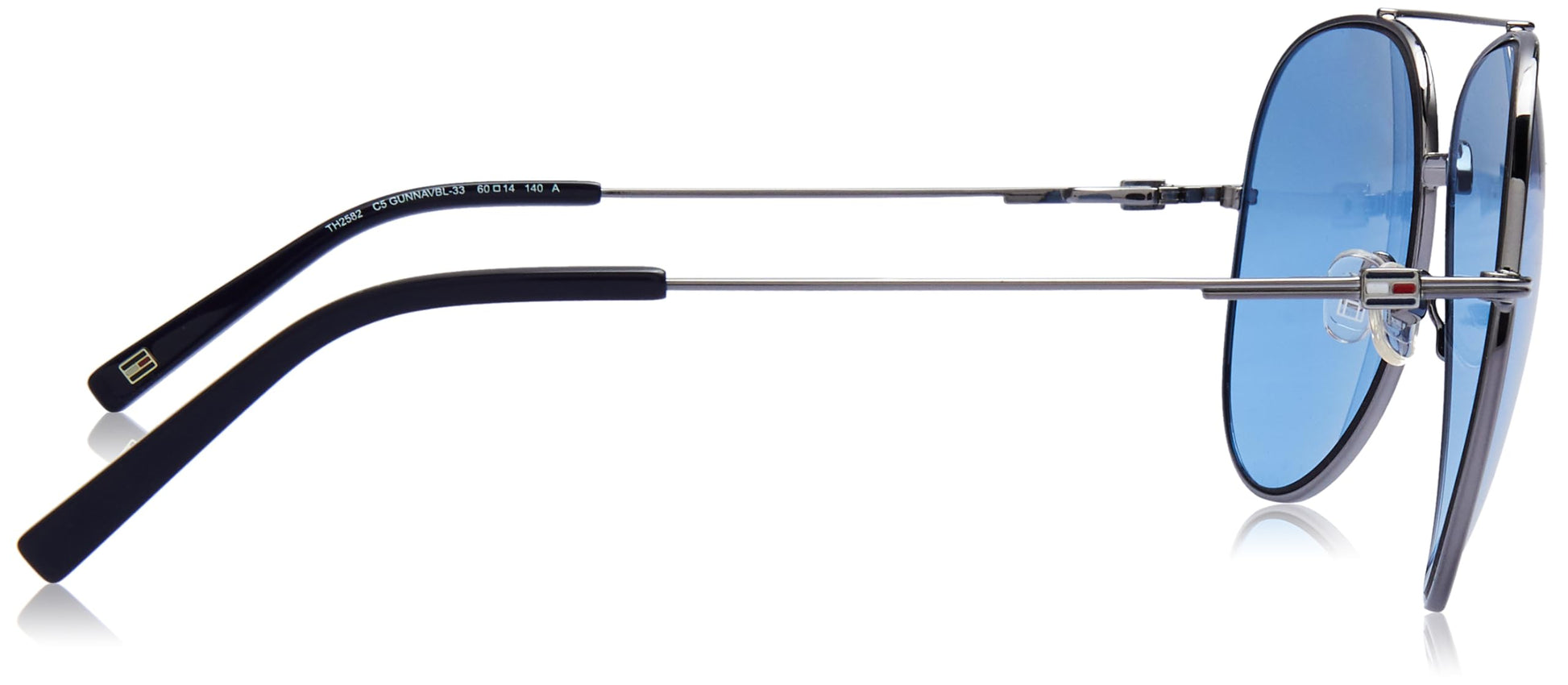 Tommy Hilfiger Solid Aviator Men's Non-Polarized Sunglasses - (Th 2582 C5 Gunnavbl-33 60 S |60| Blue Color Lens) SaumyasStore