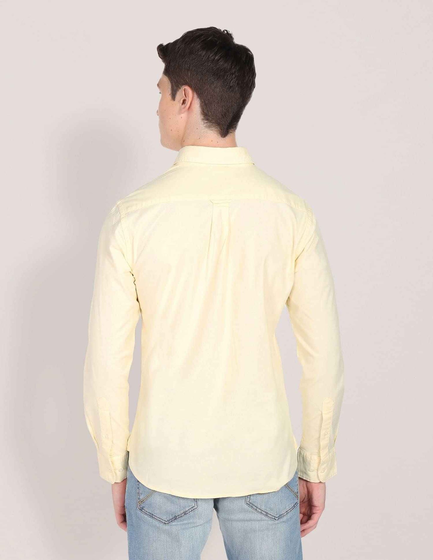 U.S. POLO ASSN. Men's Regular Fit Solid Oxford Fs Shirts (Usshtfx0015_Yellow_XL) SaumyasStore