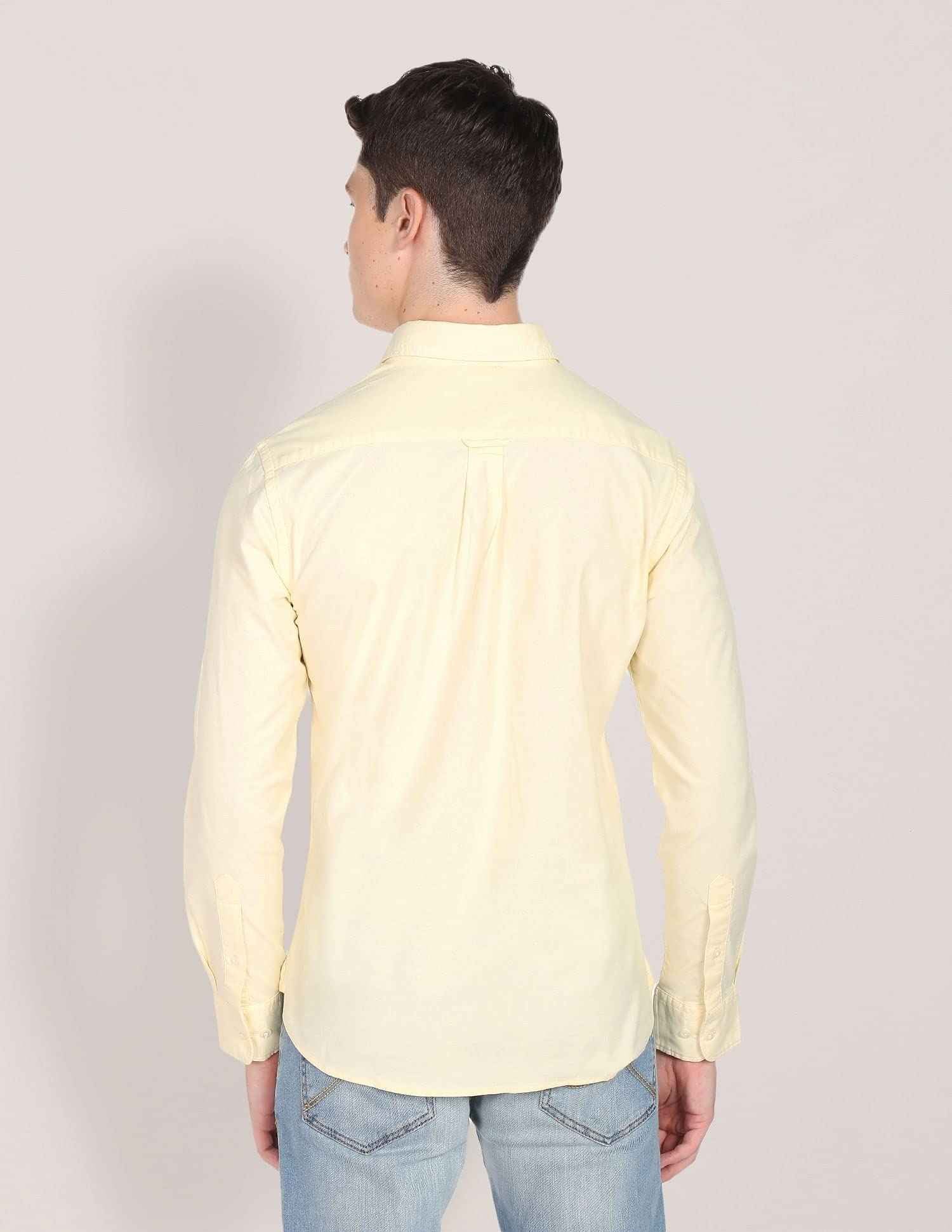 U.S. POLO ASSN. Men's Regular Fit Solid Oxford Fs Shirts (Usshtfx0015_Yellow_XL) SaumyasStore