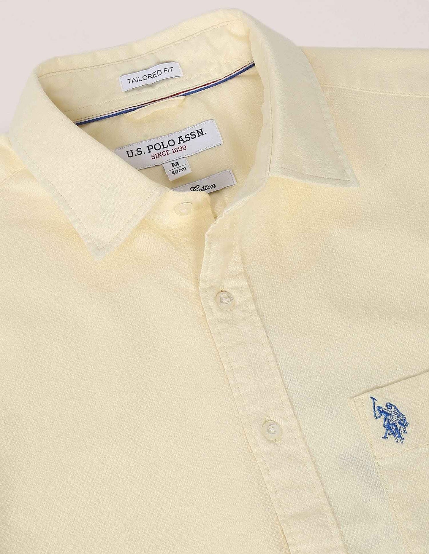 U.S. POLO ASSN. Men's Regular Fit Solid Oxford Fs Shirts (Usshtfx0015_Yellow_XL) SaumyasStore